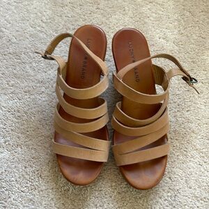 Womens lucky brand tan wedge sandals